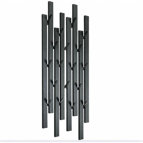 DanDiBo Garderobe Wand Schwarz Metall 96612 / 96782 Wandgarderobe mit 18 Haken Schmal Flurgarderobe Modern Hakenleiste Garderobenhaken (1/5)