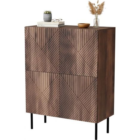 Gaby Sideboard, Wohnzimmer-Sideboard mit zwei Flügeltüren, vom Boden abgehoben, 118x40 h89 cm, Nussbaum