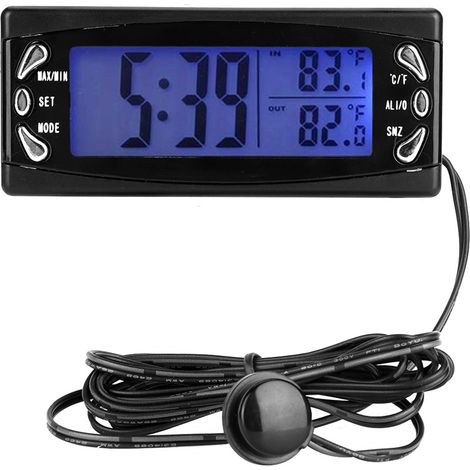 Thermomètre numérique auto 12V Horloge LCD Température avec Alarme CT23 (1/3)