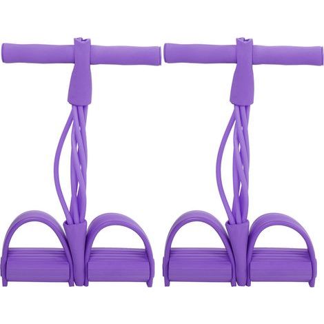 Corde de traction élastique à 4 tubes, pédale d'entraînement assis, bande de résistance, Yoga, étirements, équipement de Fitness, violet (1/5)