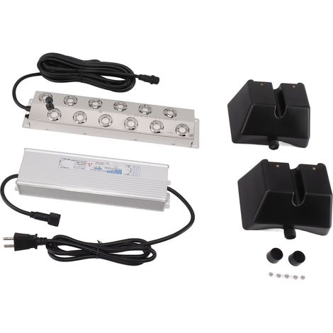 Brume ultrasonique 400W 12 têtes IP67 étanche pour bassin, décoration jardin, rocaille, aquarium, paysage, fiche US 110V (1/5)