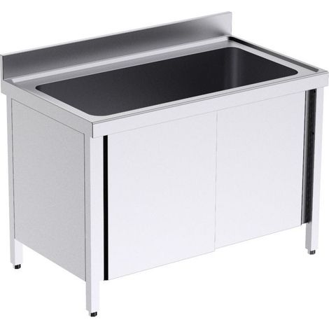 Plonge Inox Grande Capacité 1 Bac avec Portes Gamme 700 - Distform