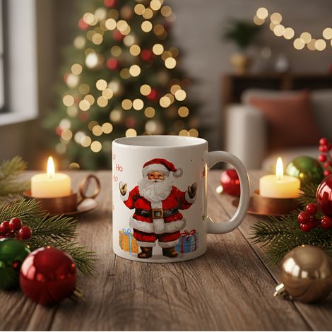Tazza in porcellana con immagini natalizie con capienza da 325 ml -Babbo Natale (1/5)