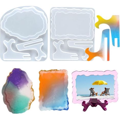 2er Set Bilderrahmen Silikonform für Epoxidharz, oval & rechteckig