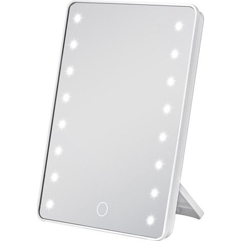 Miroir de maquillage lumineux - Miroir de maquillage - Miroir de maquillage de bureau - Miroir de maquillage LED - 16 lumières - Blanc (1/5)
