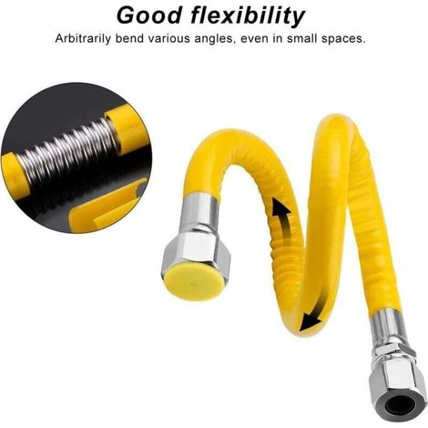 Tuyau de Gaz en Acier Inoxydable 304 - Tuyau Gaz Propane/Butane de 50cm, Flexible Gaz 1/2 '' Antidéflagrant, pour Cuisinière à Gaz, Chauffe-eau à Gaz-RAPANDA (1/5)