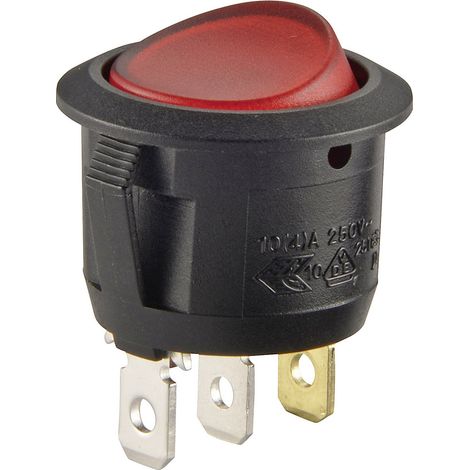 TRU COMPONENTS 700290 Wippschalter R13-112B B/R 230V 250 V/AC 6 A 1 x Aus/Ein rastend 1 St. (1/2)
