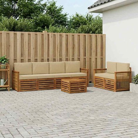 vidaXL Outdoor-Sofagarnitur 7 pcs Natur und Beige Massivholz Akazie (1/5)