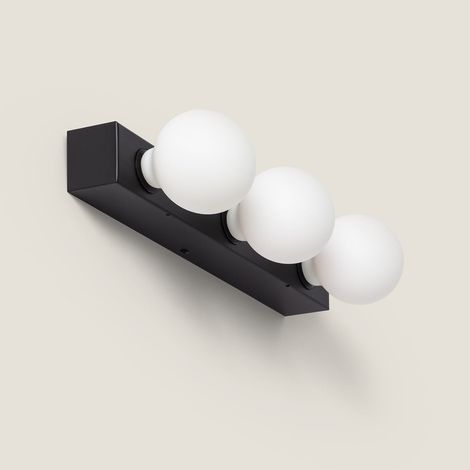 Wandleuchte Badezimmer Metall 3 Strahler Aizkra Schwarz (1/5)