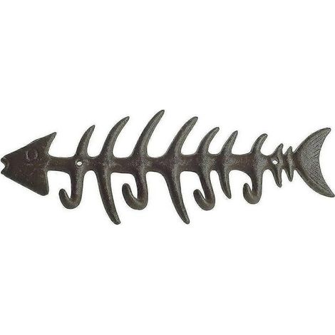 Dekorativer, wandmontierter Handtuchhalter in Form eines Fischgrätenmusters, eleganter Gusseisenhaken mit 10 cm Haken (a-1b) (1/3)