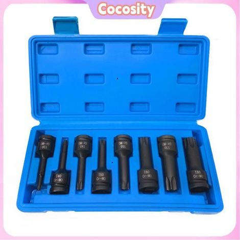 Jeu de douilles Torx à impact 1/2 - COCOSITY - T30-T80 - 8 pièces - Noir - Boîte de rangement (1/5)
