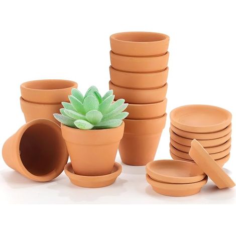 Terracotta Pots with Tray 5.5 x 5 cm Terracotta Pots for Succulent Plants Terracotta Flower Pots for Indoor and Outdoor Decoration (1/5)
