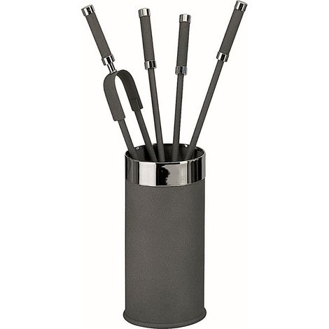 Serviteur de cheminée avec 4 accessoires Herlin Edilinox - Coloris Anthracite