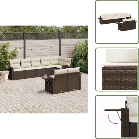 Muebles de exterior - vidaXL Set sofás de jardín 8 piezas y cojines ratán sintético marrón - Sofás de jardín con cojines