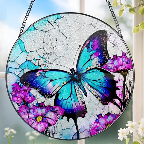 Décoration intérieure vitrail 9 cm – Attrape-soleil suspendu pour fenêtre, mur ou porte, cadeau Noël, Fête des Mères (1/4)