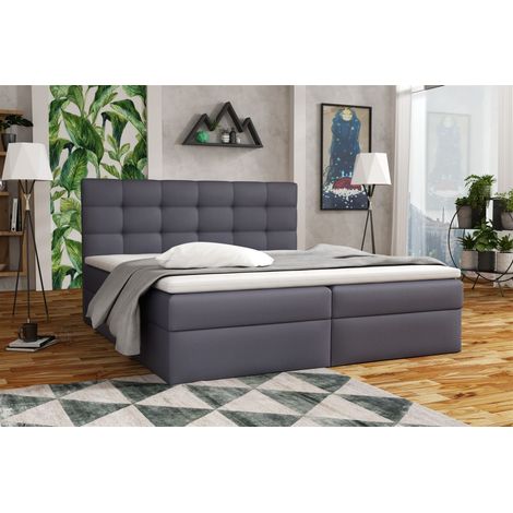 Boxspringbett Schlafzimmerbett DORIANO 200x200cm Kunstleder Soft Anthrazit (1/2)