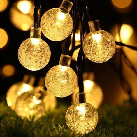 100 LED Guirlande Lumineuse, Solaire, Étanche IP44, Blanc Chaud, 12 m, Décoration Extérieure Jardin Terrasse