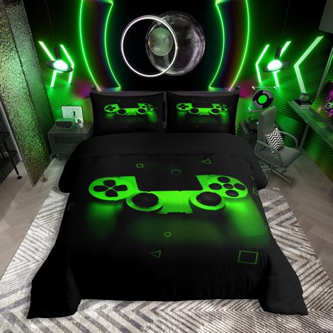 Parure de lit pour garçon 220 x 240 cm, housse de couette pour enfants, adolescents, hommes, jeux vidéo, décoration de chambre réversible, housse de couette douce (1/5)