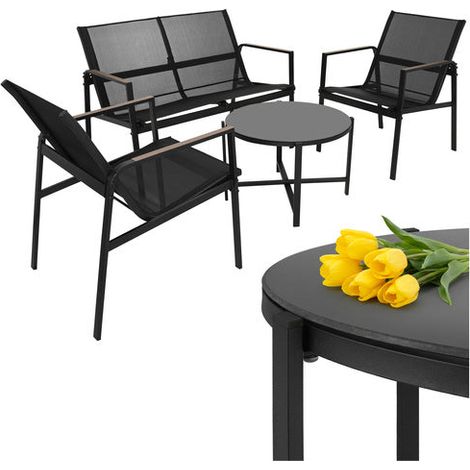 Balkonmöbel-Set - 4-teilig, Stahl & Teslin-Gewebe