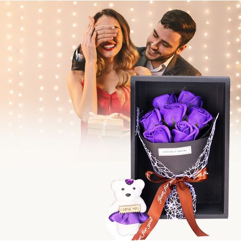 Boîte Cadeau Romantique avec Savon Parfumé et Ours en Peluche pour Saint-Valentin, Anniversaire ou Fête (1/2)