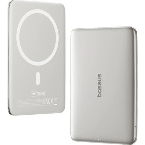 Batterie externe MagSafe ultra-mince de 5 000 mAh et 20 W avec câble USB-C de 30 cm et 60 W - Grise