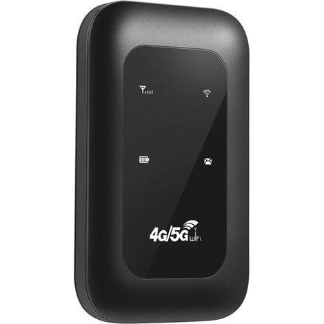 Routeur Wifi Mobile - 4G LTE B1/B3/B5/B8/B40 - 150 Mbps Téléchargement - Jusqu'à 10 Appareils - Batterie 2100 mAh - Noir