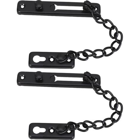 Lot de 2 Chaînes de Sécurité Porte en Acier Inoxydable Noir Système Antivol B-type pour Porte D'entrée, Appartement et Hôtel, Protection Renforcée Loquet Robuste et Installation (1/5)