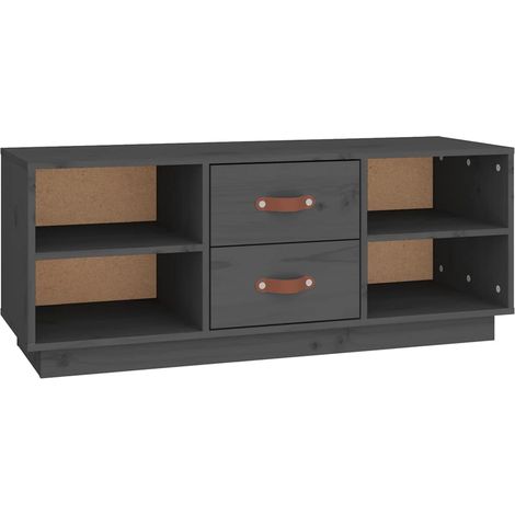 Meuble TV, Étagère TV, Meuble de Salon, Gris 100x34x40 cm Bois de pin massif OIB5882E (1/5)