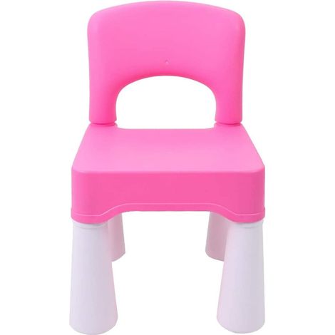 Chaise enfant en plastique, bleue, hauteur d'assise 43 cm, pour l'intérieur et l'extérieur, résistante et légère.
