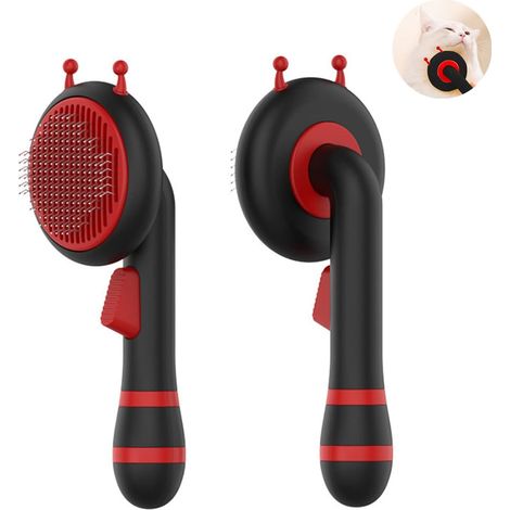 Brosse pour chien et chat, brosse autonettoyante adaptée aux poils courts et longs (noire) (1/5)