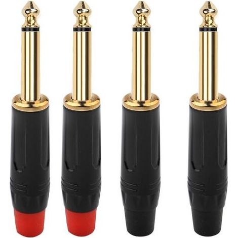 4 pièces 6.35mm 1/4 "TS souder connecteur Jack,Mono Audio Souder Connecteur 6.35mm,prise de micro 6,35 TS plaqué or pour câbles haut-parleur/guitare/microphone (1/5)