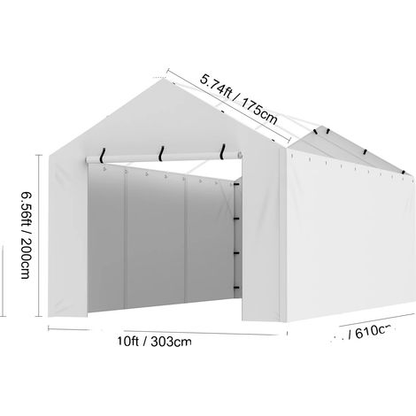 Auvent de Carport, Tissu Imperméable, Installation Facile, 10-20ft blanc (1/2)