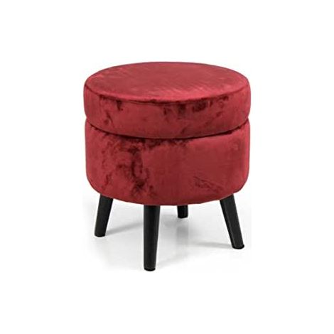 POUF CONENITORE SEDUTA IN VELLUTO E GAMBE NERE 37 X H40 CM COLORE BORDEAUX (1/4)