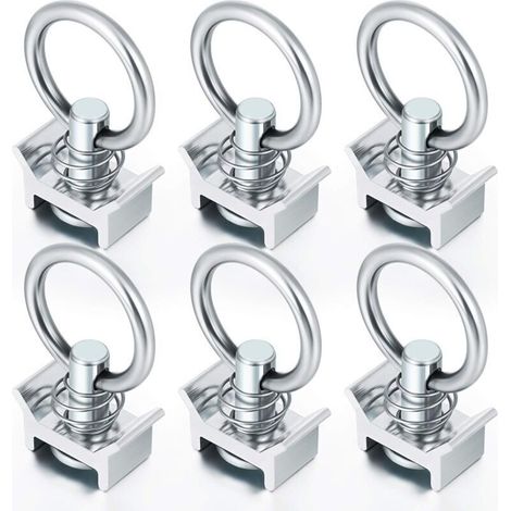 Lot de 6 pions d'arrimage aéro pour rail, aluminium et acier inoxydable, capacité 1680kg (1/4)