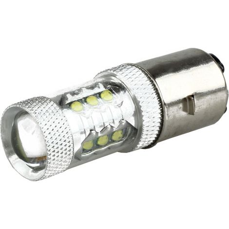 Lampadina per fari moto BA20D H6 da 80 W bianca 16 LED per ciclomotori e quad (1/4)