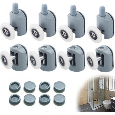 Set of 8 23mm Shower Door Rollers, 4 Top, 4 Bottom, Hanging Wheel for Shower Room Accessories (1/4)