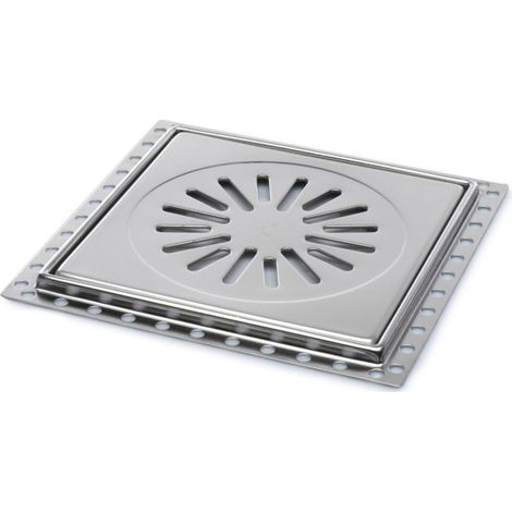 Aquaberg Regard de rénovation avec grille en inox 20x20cm hauteur d'encastrement 9mm (1/4)