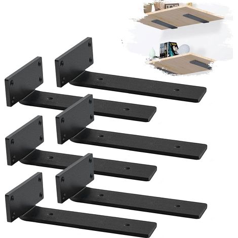 Lot de 6 Equerre Etagere Murale, équerre Industrielle,Equerre Charge Lourde,Support étagère Murale (30 cm) (1/5)