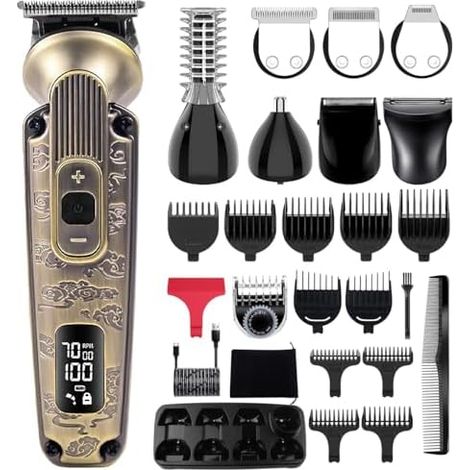 Tondeuse à cheveux pour homme - barbe professionnelle électrique nasale le corps Étanche Vitesse réglable 8 en 1 (Bronze) Bronze (1/5)