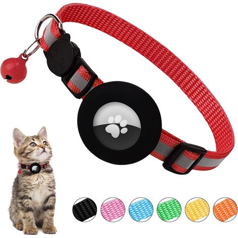 Collier pour Chat, Réfléchissant Collier Chat Anti Étranglement et Anti Fugue, Réglable Collier Chat avec Boucle de Sécurité et Support Étanche pour Chaton Chats (Rouge) (1/5)