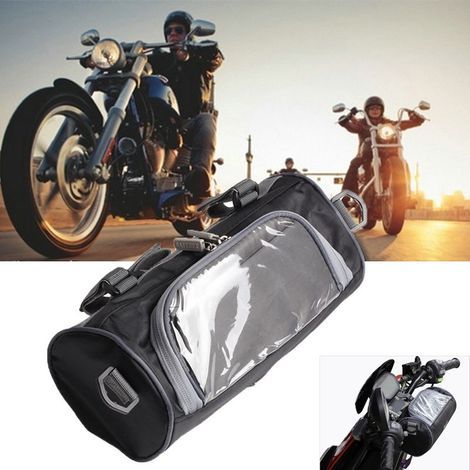 Sac de Guidon de Moto, Ride-Grand écran Tactile de Grande capacité Petit Sac Sangle d'épaule Amovible Étanche-Moto Sac de Rangement de Fourche de Guidon Avant Conteneur 2.5L (1/4)