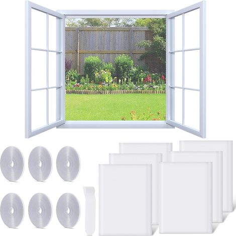 Moustiquaire pour Fenêtre de Bandes Autocollantes 6 Paquets, 150 x 130cm Moustiquaire pour Fenêtre Avec 6 Rouleaux, Moustiquaires pour Fenêtre, Protéger La Famille Contre Les Insectes (1/5)