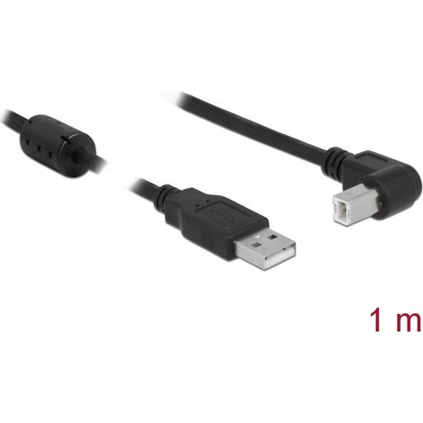 Cable USB 2.0 Tipo-A macho a Tipo-B acodado macho 1.00 m negro