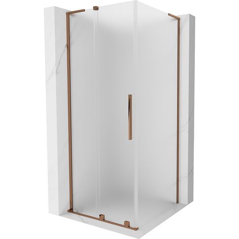 Mexen Velar L Duschkabine Schiebetür 100 x 100 cm, Mattglas, Roségold - 871-100-100-33-60 (1/5)
