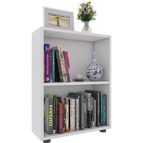 VCM Scaffale in legno in stand Libreria salvaspazio Dimensioni ca. A. 72 x L. 55 x T. 20 cm Stoccaggio elegante Mensola – Bulas 2 scomparti (bianco) (1/2)