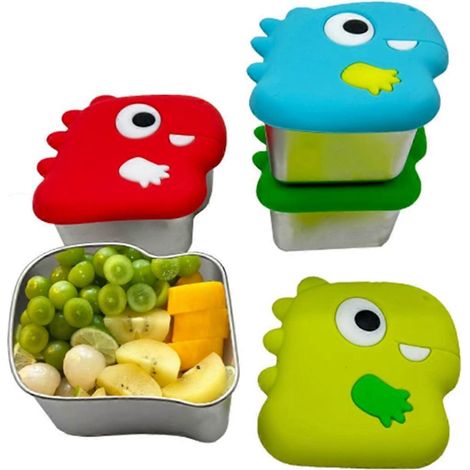 Dinosaurier-Lunchbox aus Edelstahl 304 mit Deckel und Soßenbehälter B (1/5)