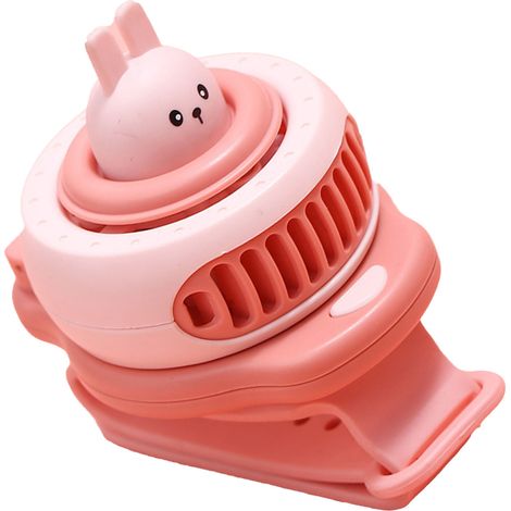 Innovativer Kinderuhr-Ventilator, Cartoon-Design, USB, tragbar, klein, pink (1/5)