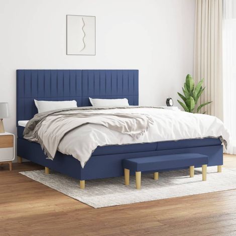 Boxspringbett mit Matratze Blau 200x200 cm Stoff (1/5)
