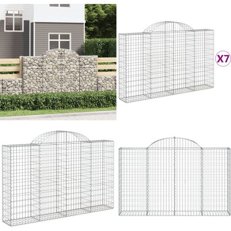 Gabionen mit Hochbogen 7 Stk. 200x30x120/140cm Verzinktes Eisen - Gabionen - Gabionenwände - Gartendeko - Dekorative Elemente - Zaun - Home & Living (1/5)