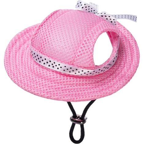 Chapeau de chien ajustable anti-soleil - Bob pour chien rose, protection UV, casquette chien été, taille réglable (1/4)